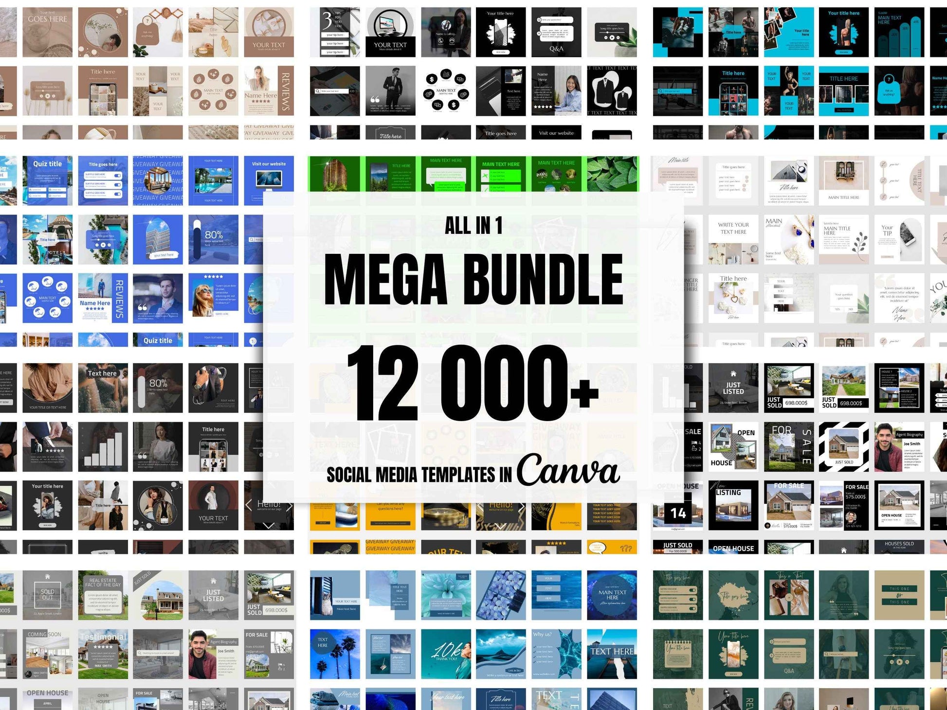 Mega Bundle Instagram Canva Templates, 12000 Templates, Business Post, Digital Marketing, Social Media Post, Set of 12000, Instagram Feed