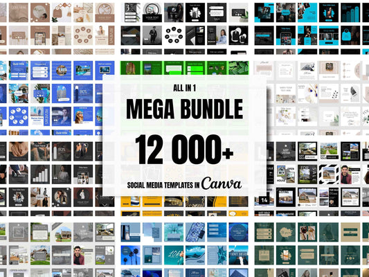 Mega Bundle Instagram Canva Templates, 12000 Templates, Business Post, Digital Marketing, Social Media Post, Set of 12000, Instagram Feed