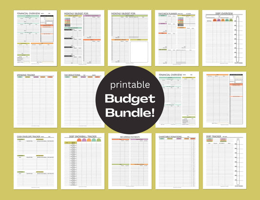 PRINTABLE Finance Planner, Budget Bundle, Debt Payoff Bundle, Savings Tracker, Spending Expense Tracker, Budget Templates, Colorful Modern
