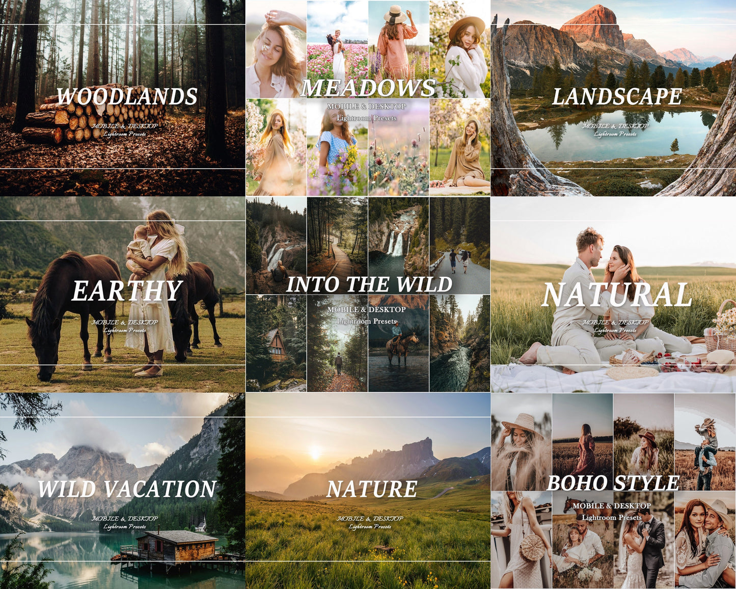 600 OUTDOOR Lightroom Presets Bundle, Mobile Desktop Preset, Moody Mountain Nature Preset, Wanderlust Travel Blogger Preset for Instagram