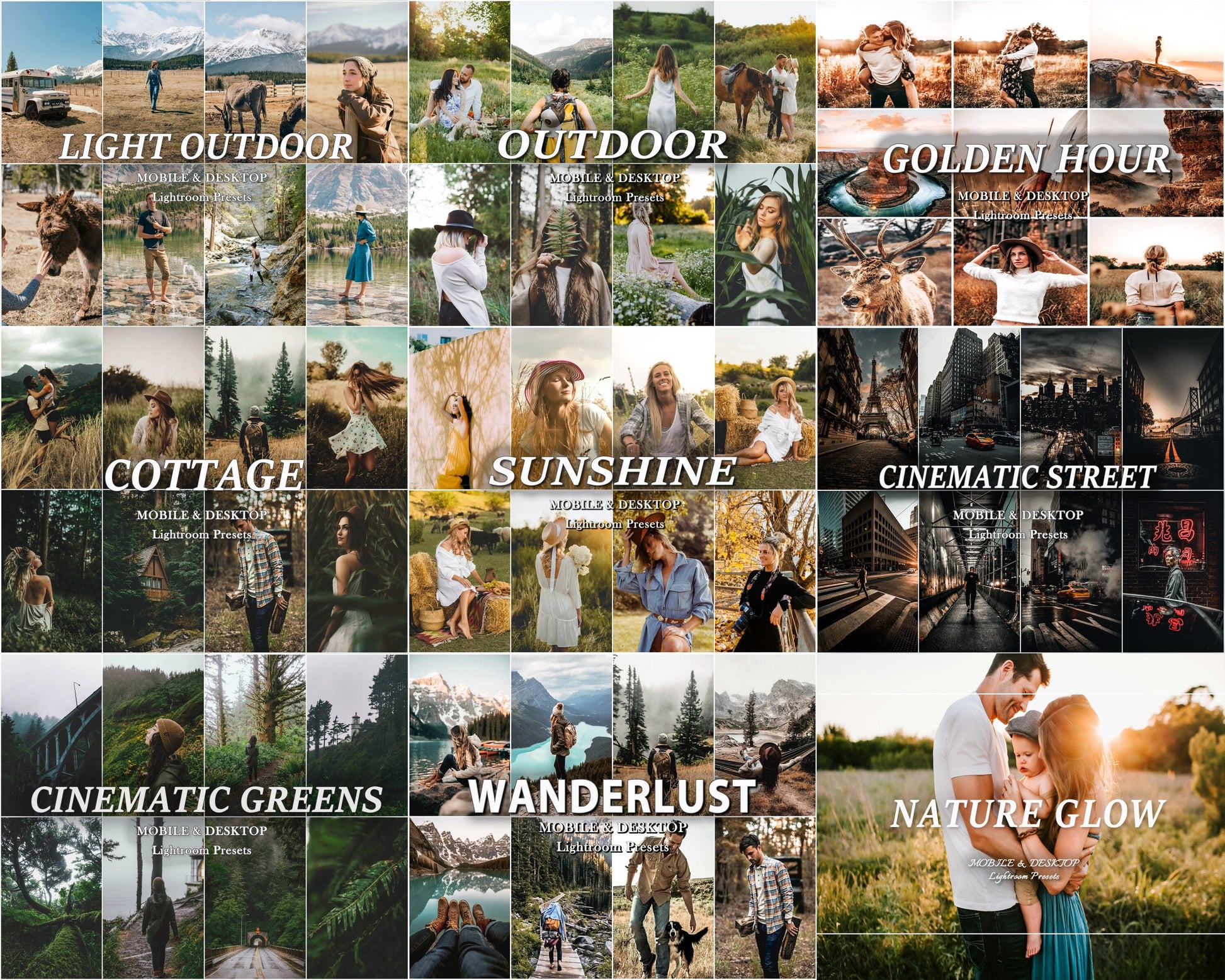 600 OUTDOOR Lightroom Presets Bundle, Mobile Desktop Preset, Moody Mountain Nature Preset, Wanderlust Travel Blogger Preset for Instagram