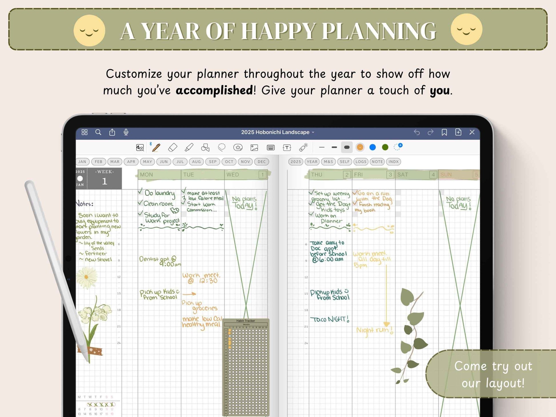 Digital Hobonichi 2025 Planner | Japanese/English Yume Planner | Techo Cousin Digital Planner | MON Start | Notability Planner | Full Year