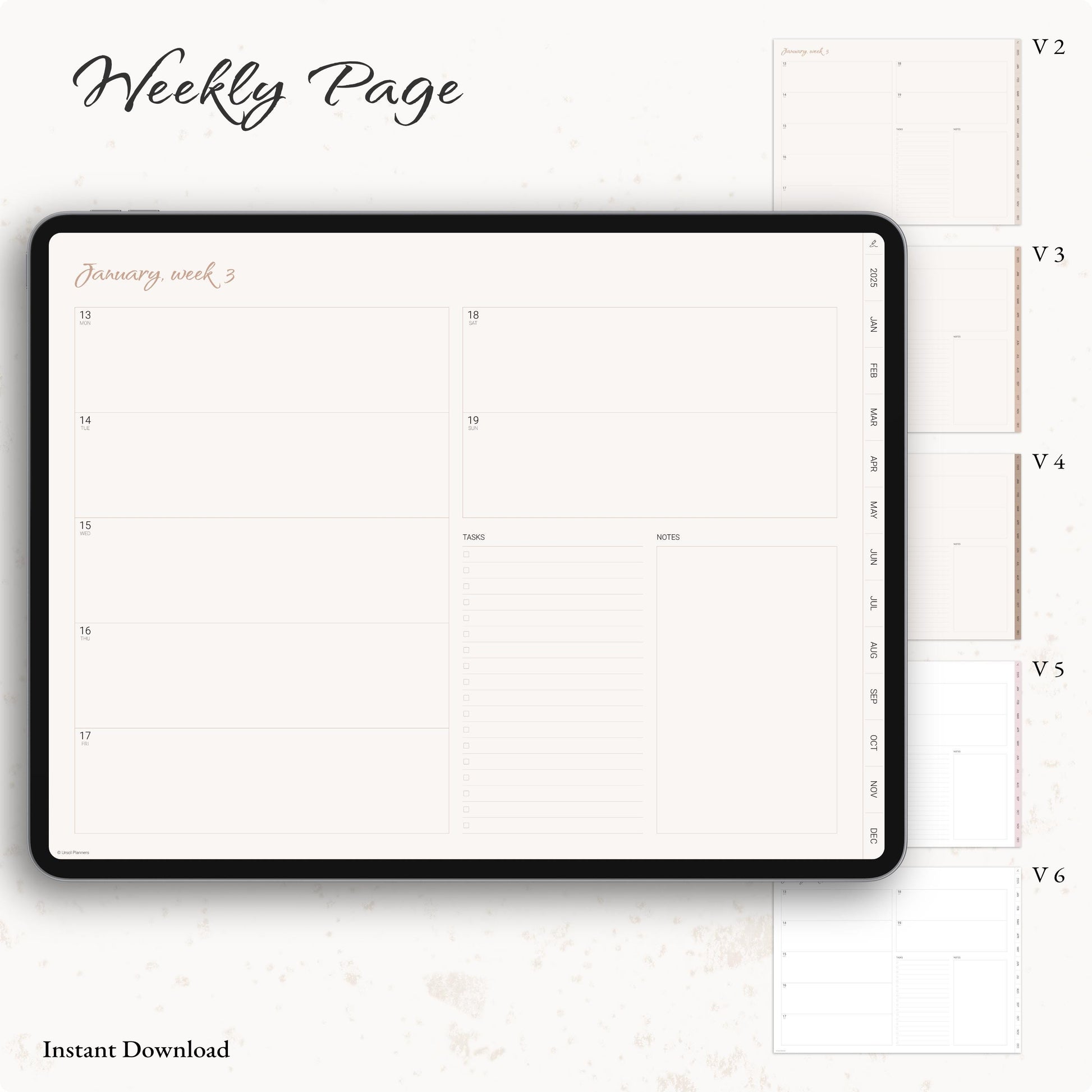 Simple Digital Planner, Weekly Planner, Monthly Planner, Goodnotes Planner, Planner 2025 2026, Simple Planner, Neutral, Beige, Minimalist