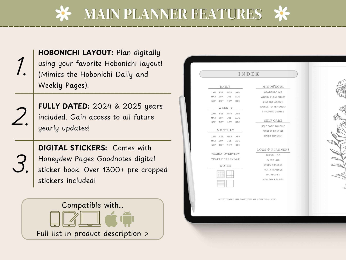 Digital Hobonichi 2025 Planner | Japanese/English Yume Planner | Techo Cousin Digital Planner | MON Start | Notability Planner | Full Year
