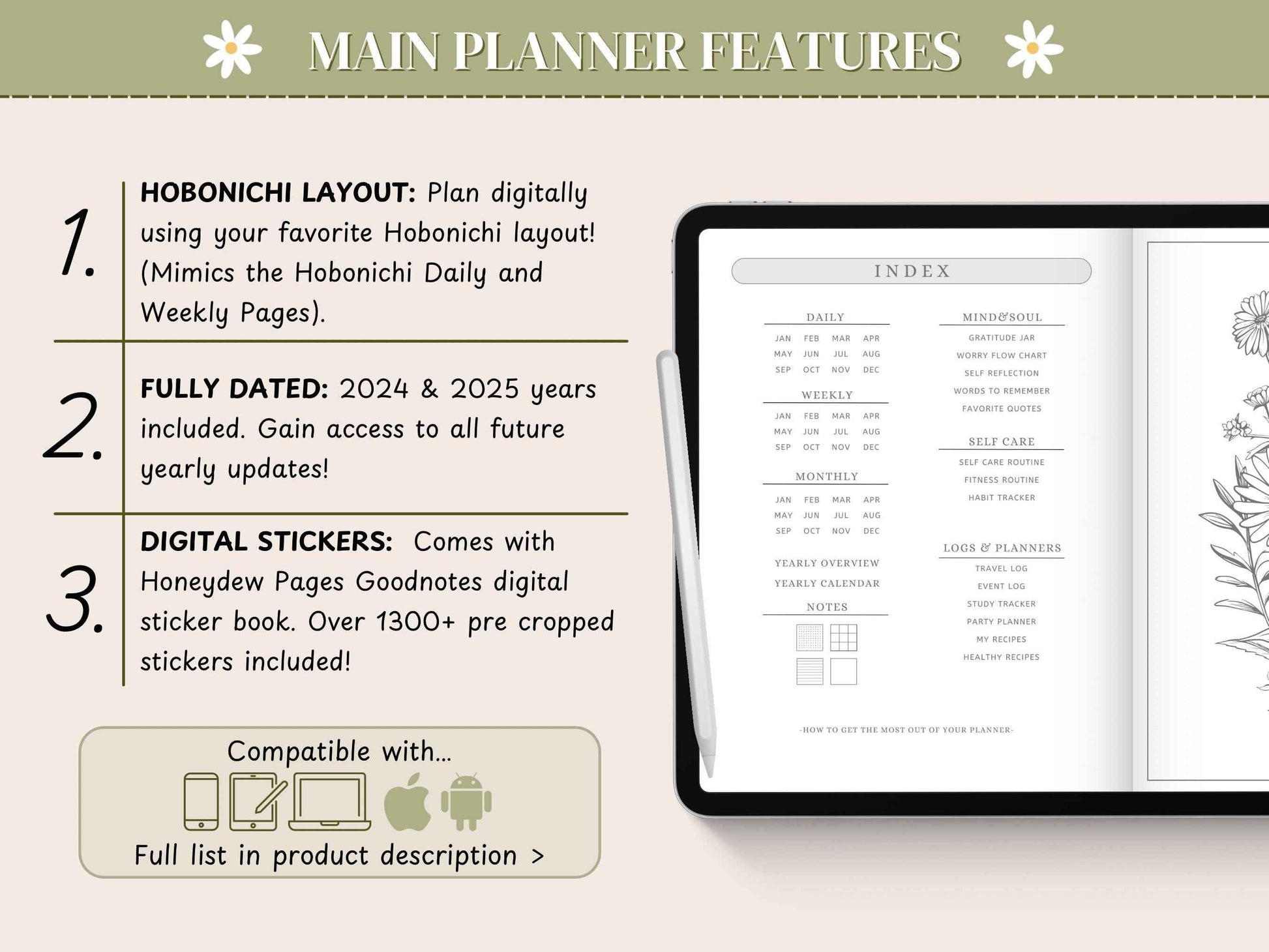 Digital Hobonichi 2025 Planner | Japanese/English Yume Planner | Techo Cousin Digital Planner | MON Start | Notability Planner | Full Year