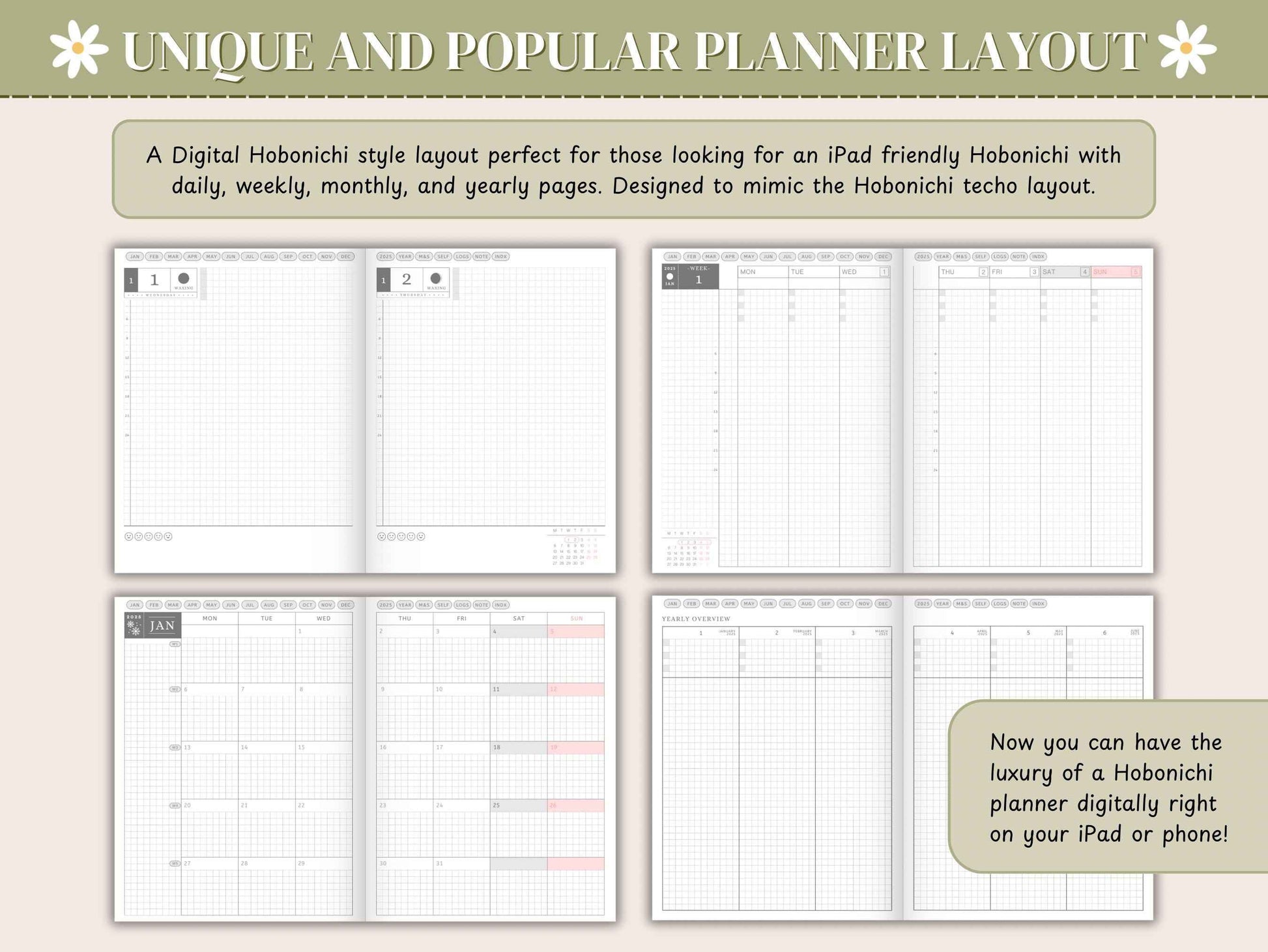 Digital Hobonichi 2025 Planner | Japanese/English Yume Planner | Techo Cousin Digital Planner | MON Start | Notability Planner | Full Year