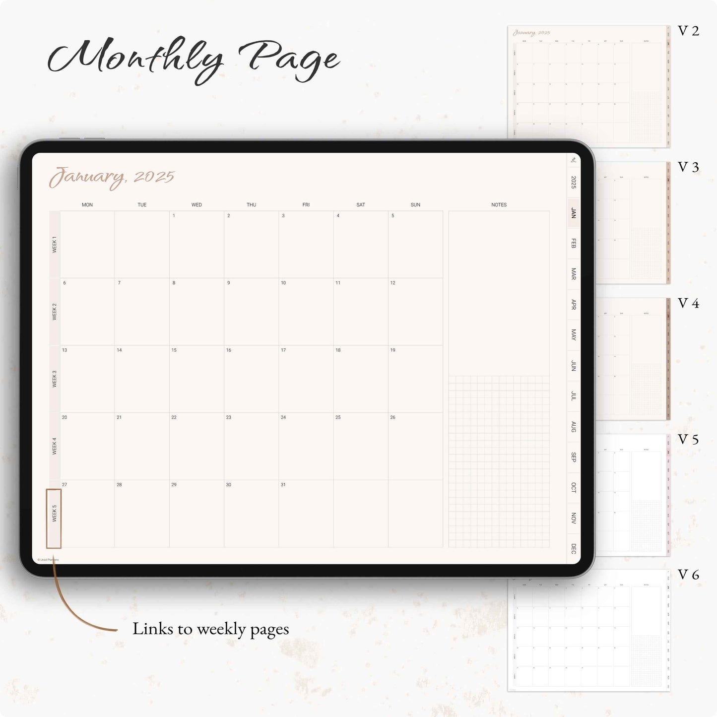 Simple Digital Planner, Weekly Planner, Monthly Planner, Goodnotes Planner, Planner 2025 2026, Simple Planner, Neutral, Beige, Minimalist
