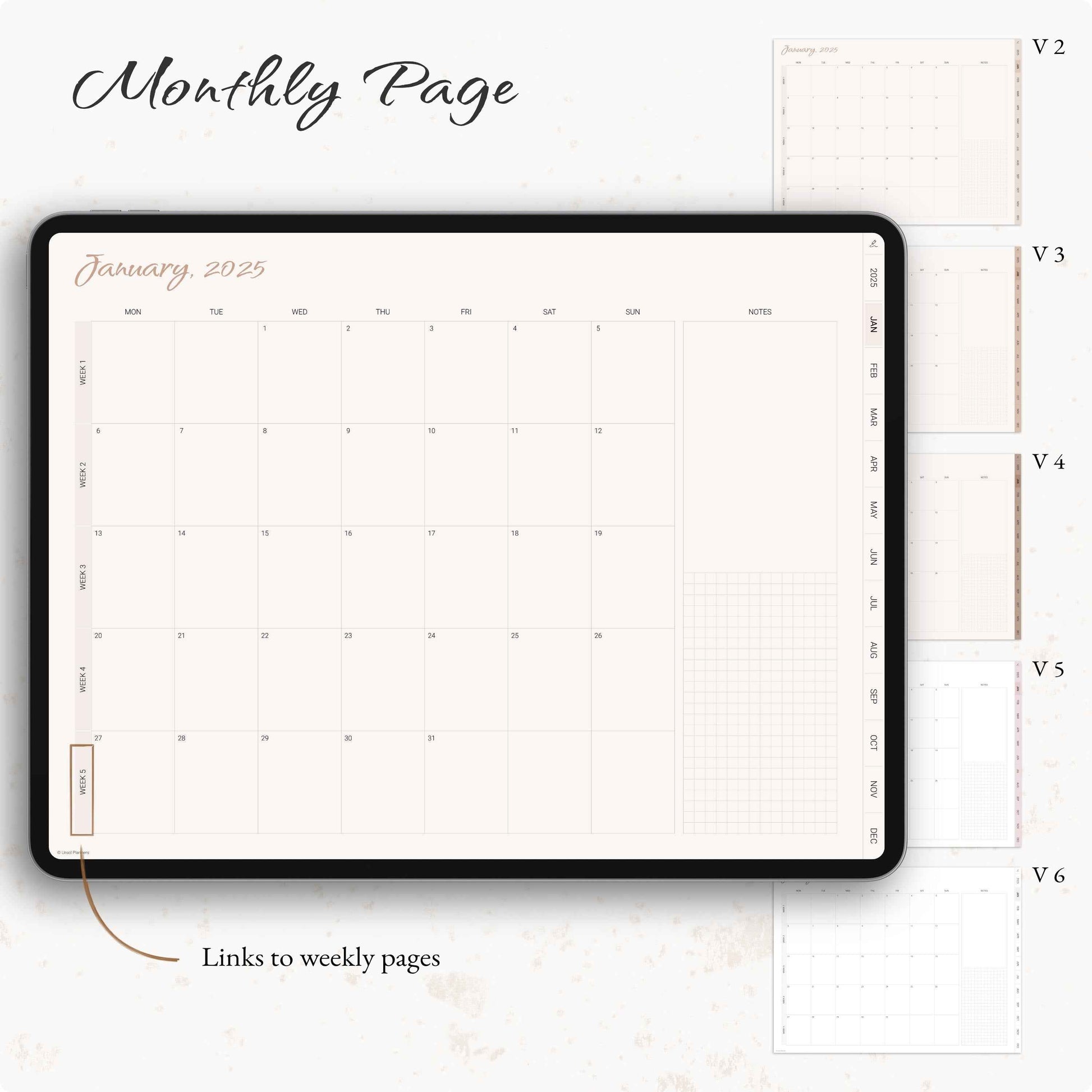 Simple Digital Planner, Weekly Planner, Monthly Planner, Goodnotes Planner, Planner 2025 2026, Simple Planner, Neutral, Beige, Minimalist