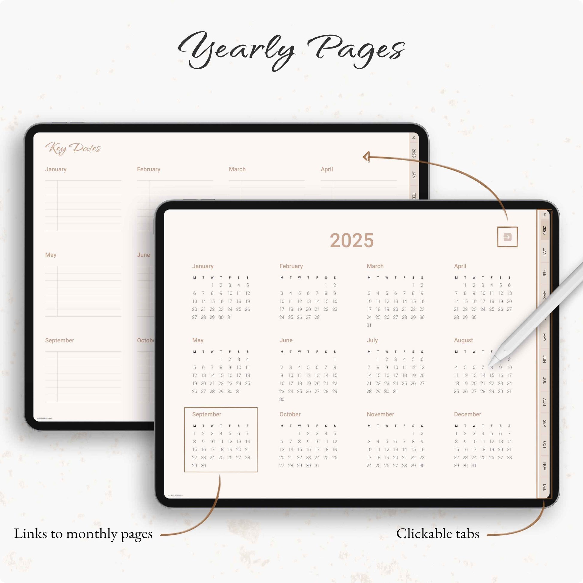 Simple Digital Planner, Weekly Planner, Monthly Planner, Goodnotes Planner, Planner 2025 2026, Simple Planner, Neutral, Beige, Minimalist