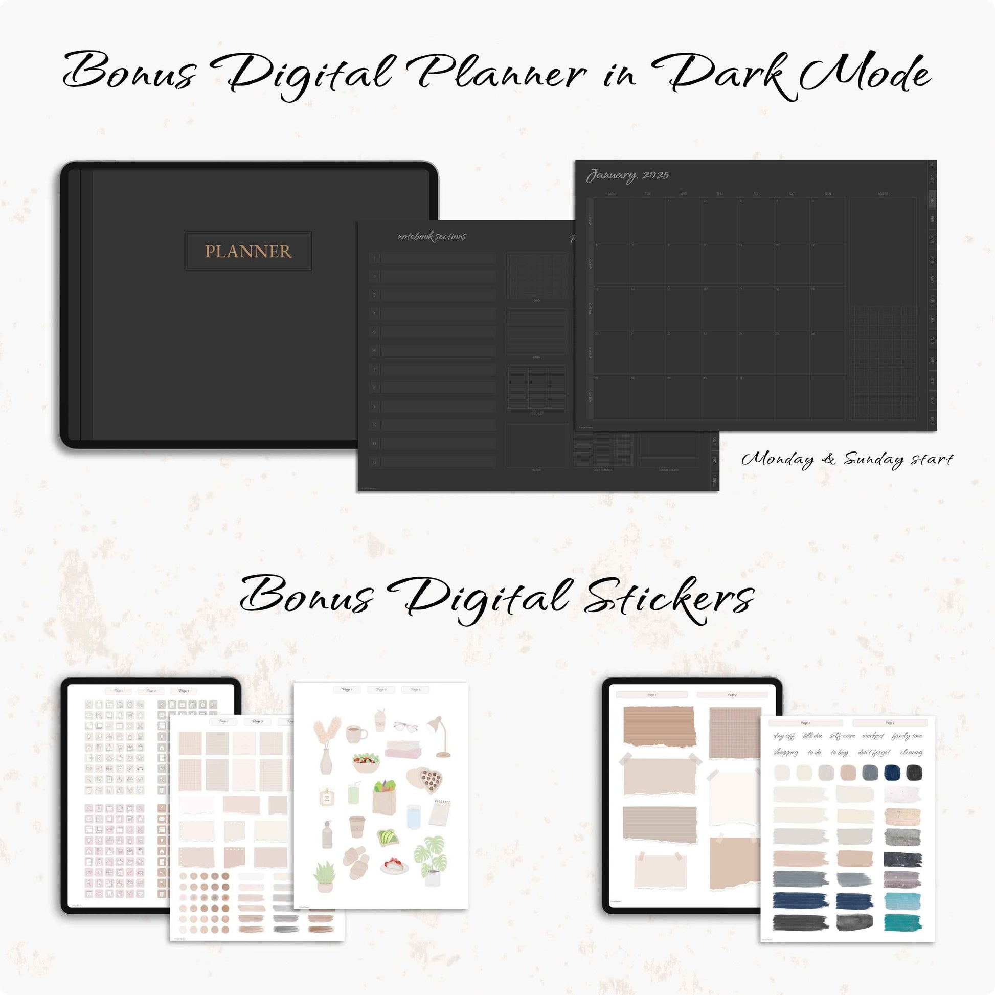 Simple Digital Planner, Weekly Planner, Monthly Planner, Goodnotes Planner, Planner 2025 2026, Simple Planner, Neutral, Beige, Minimalist