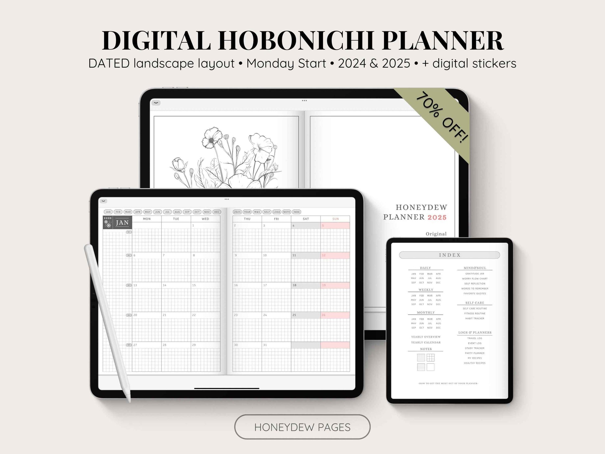 Digital Hobonichi 2025 Planner | Japanese/English Yume Planner | Techo Cousin Digital Planner | MON Start | Notability Planner | Full Year