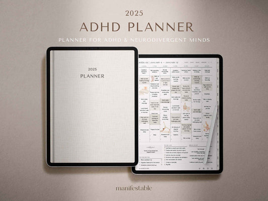 ADHD Digital Planner, 2025 Digital Planner, ADHD Planner, Daily Planner, Weekly Planner, Monthly Planner, Goodnotes Planner, Ipad Planner