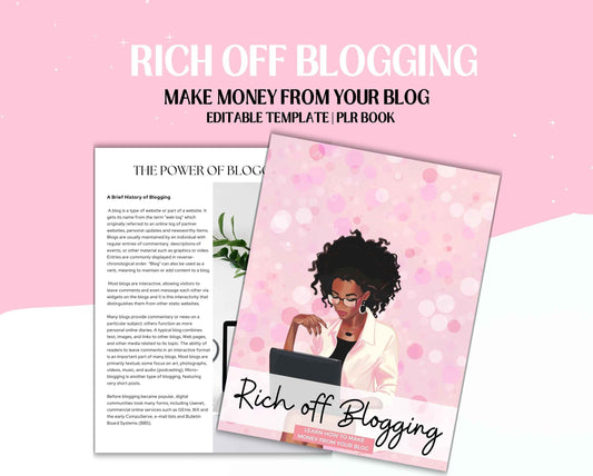 Rich of Blogging PLR Ebook, Done for You Ebook Template, Blogging Guide, Rich Girl Guide, White Label Business Planner, Rich Girl Guide