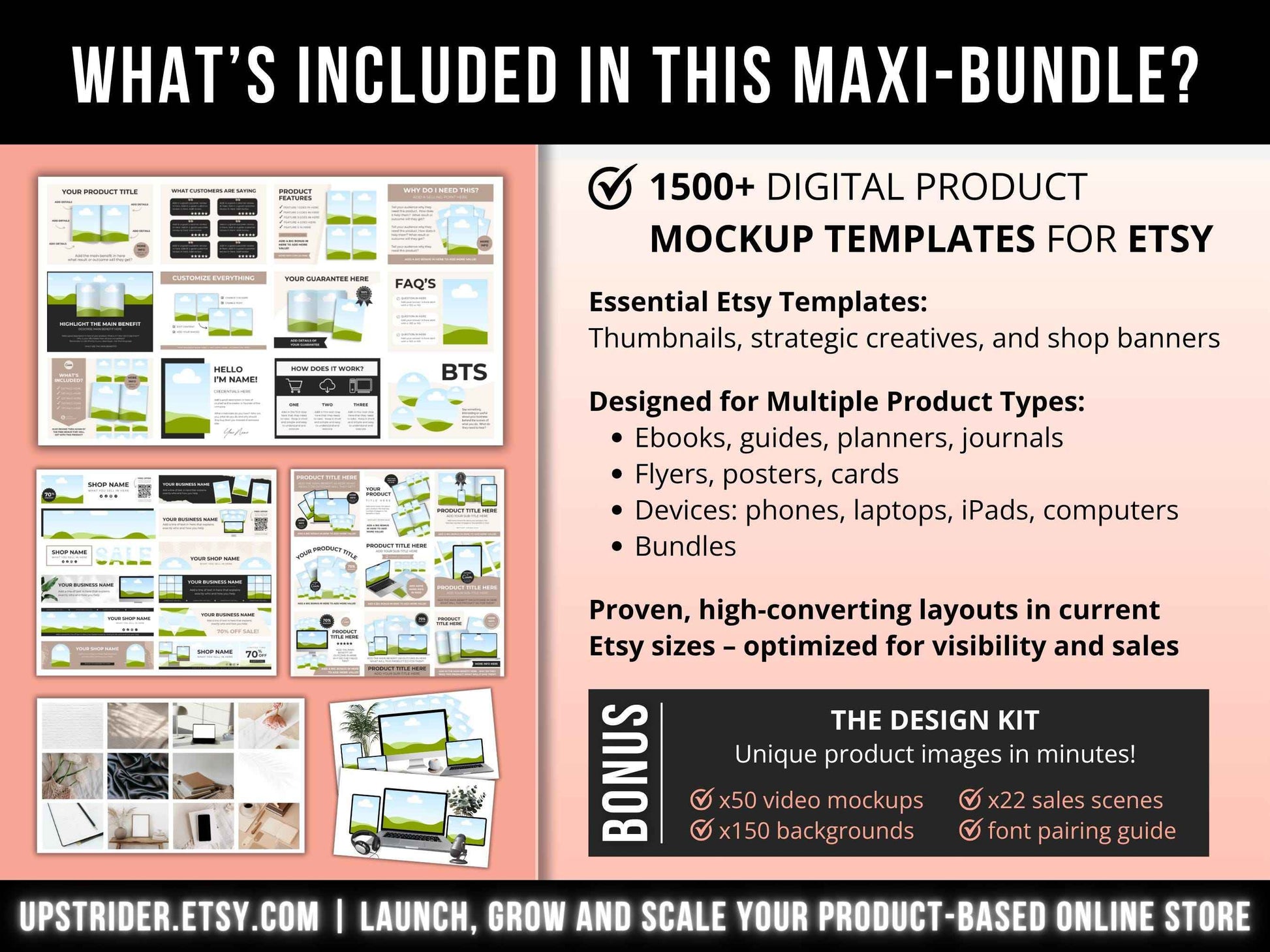 1500 Etsy Listing Mockup Templates Bundle for Digital Products, Editable Canva Mockups for Etsy Listing, Etsy Product Image Mockup Templates