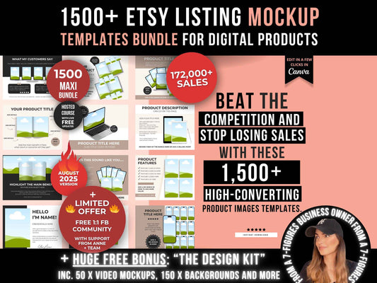 1500 Etsy Listing Mockup Templates Bundle for Digital Products, Editable Canva Mockups for Etsy Listing, Etsy Product Image Mockup Templates