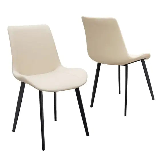 Beige Modern Leather Dining Chairs - Set of 2