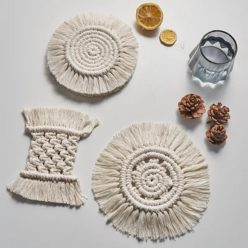Bohemian Woven Coaster - Stylish Kitchen Decor - Luxe Haus Studio