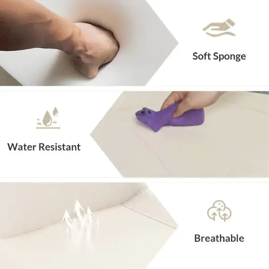 Beige Modern Leather Dining Chairs - Set of 2