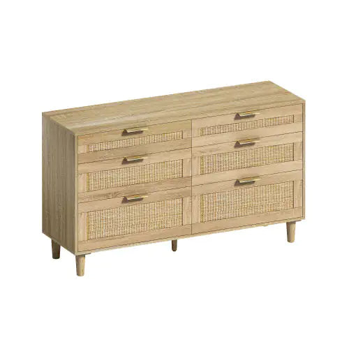 Rattan Natural 6-Drawer Dresser