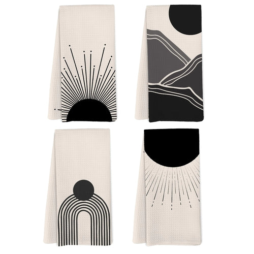 Boho Black Sunshine Kitchen Towels 16x24 - Luxe Haus Studio