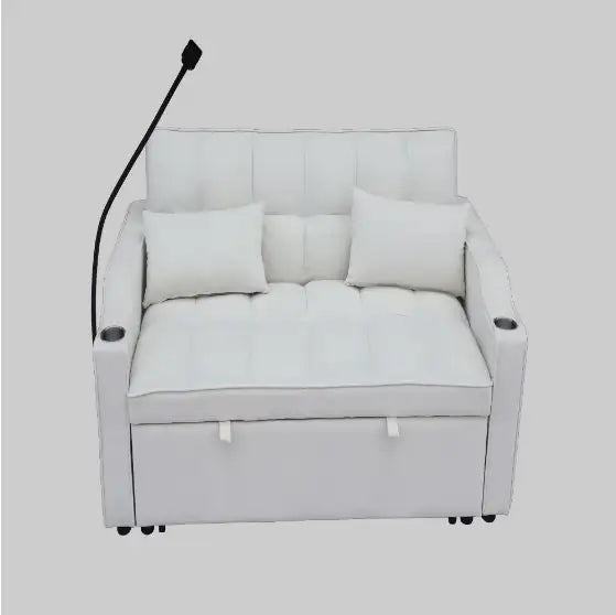 Modern Velvet Convertible Sofa Bed – 3-in-1 Pull-Out Sleeper with USB Ports & Adjustable Backrest - Luxe Haus Studio