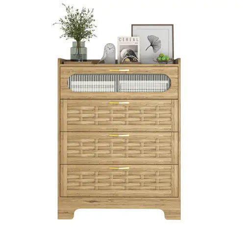 Wood 4-Drawer Dresser – Modern Farmhouse Storage Organizer for Bedroom & Nursery - Luxe Haus Studio