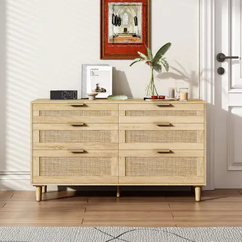 Rattan Natural 6-Drawer Dresser